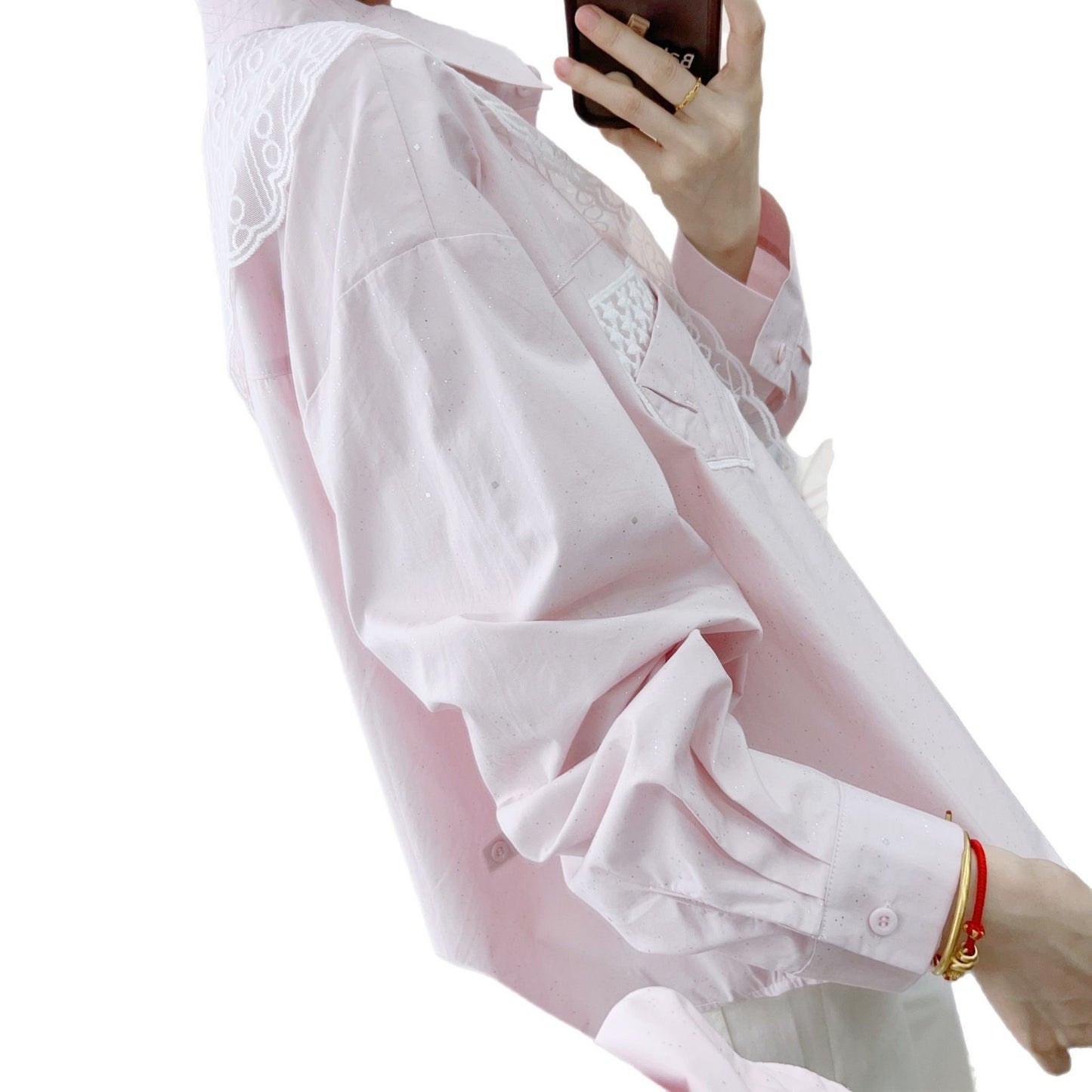 Dame elegant bluse med kunstneriske flæsedetaljer Stilla