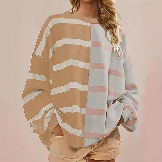 Dame Oversized Pullover med stribemønster Stilla