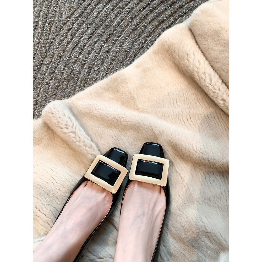 Dame Elegant Lacklæder Blokhæl Pumps Stilla