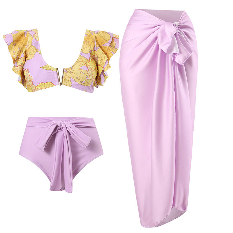 Dame Bikini-sæt med voluminøse ruffle-stropper og højskåret bukser Stilla