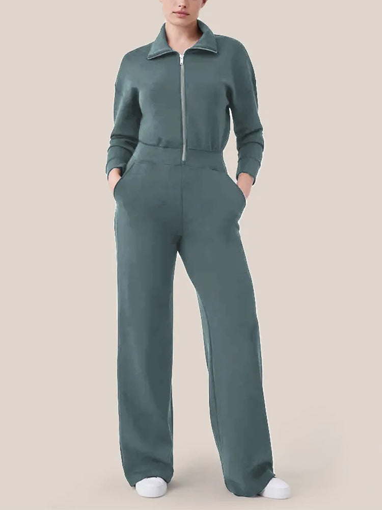 Dame Sporty Jumpsuit med høj krave og praktiske lommer Stilla