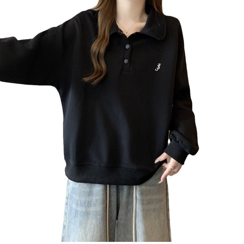 Femme Relaxed Fit Polo Pullover Sweatshirt Stilla