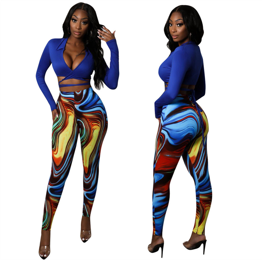 Dame Trendy Crop-Top med figursyede Leggings Stilla