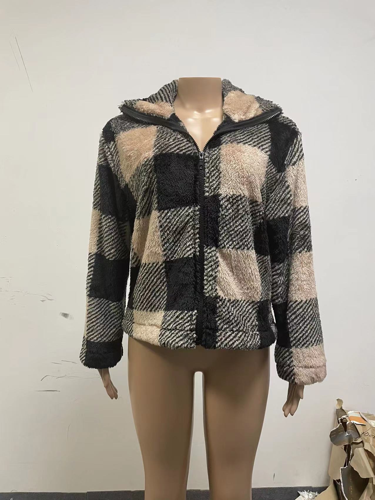 Stilla | Løs Plaid Zip up Krave Trøje Jakke