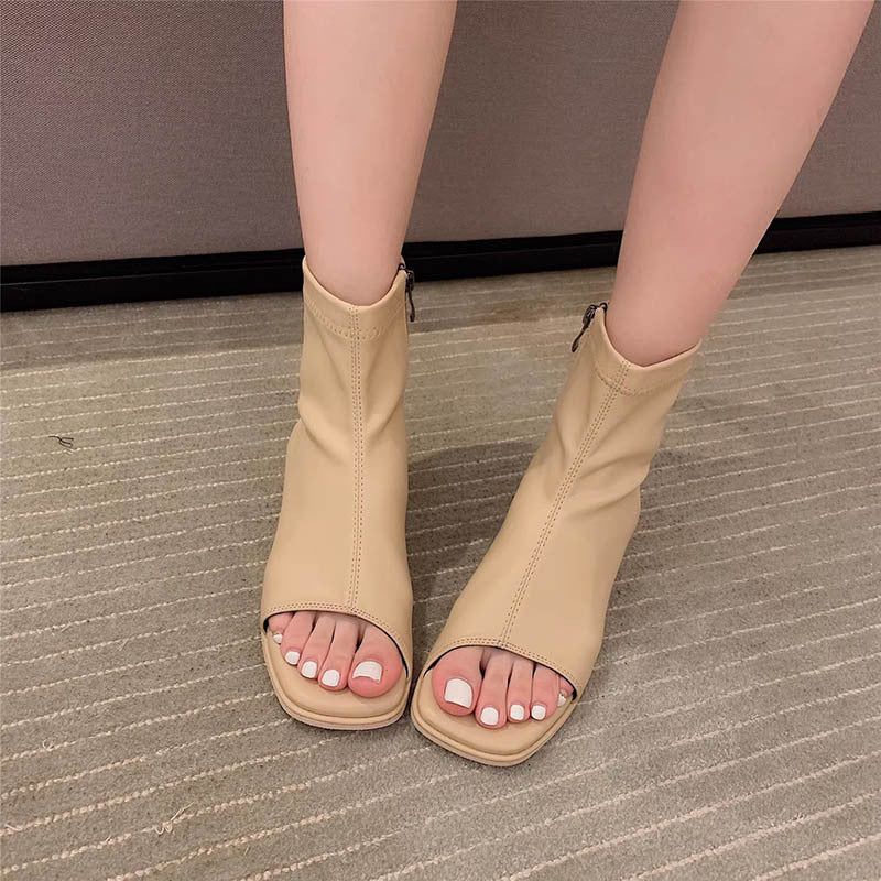 Dame åbne ankelstøvler med blokhæl Stilla