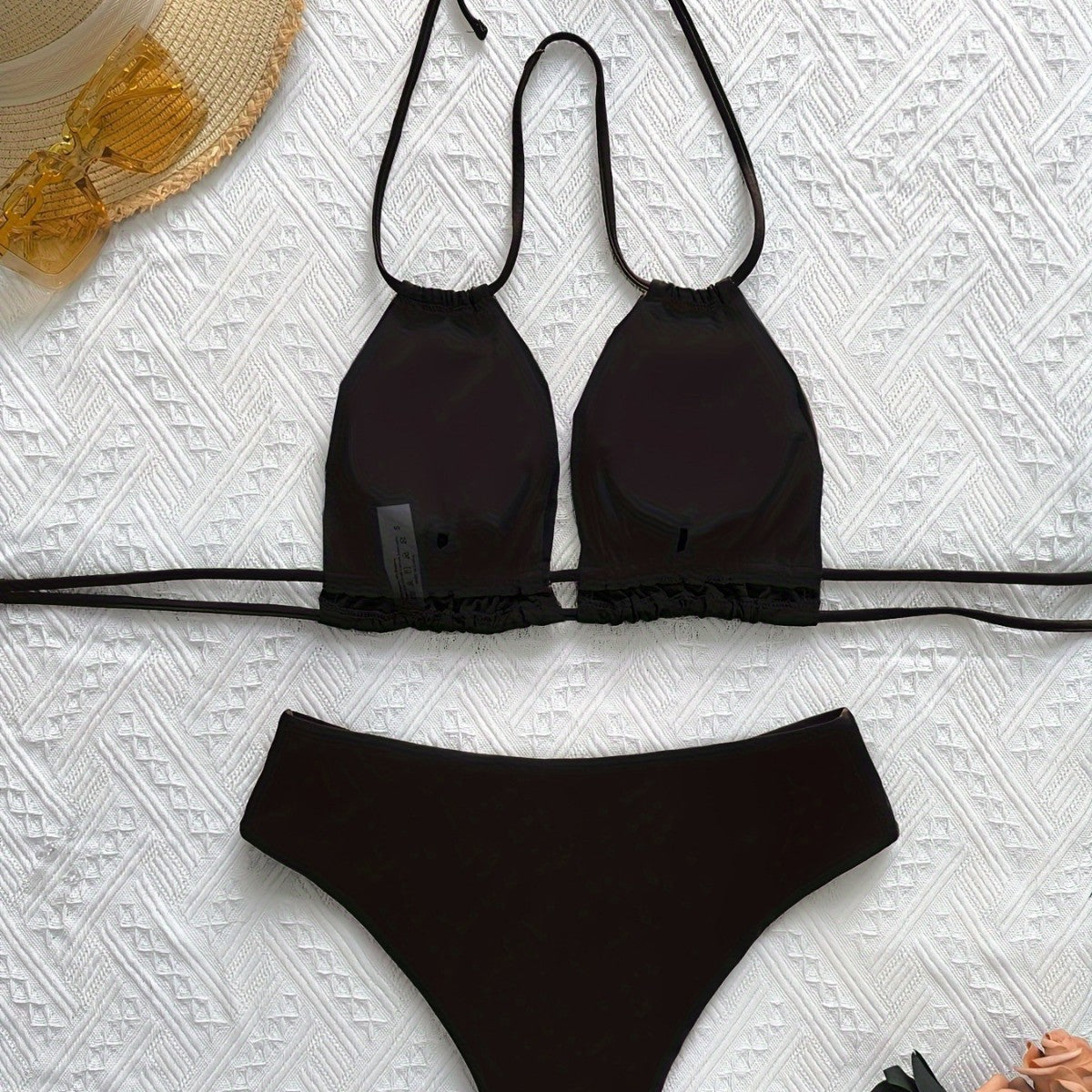 Dame triangel-bikini med høj talje og moderigtige detaljer Stilla