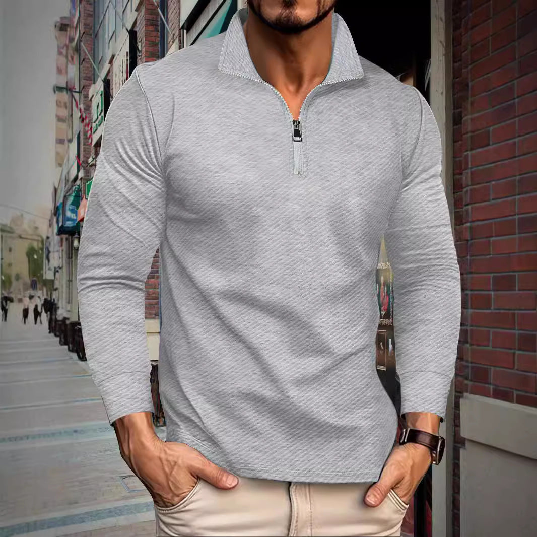 Herrer Sporty Pullover med halv lynlås og struktureret stof Stilla
