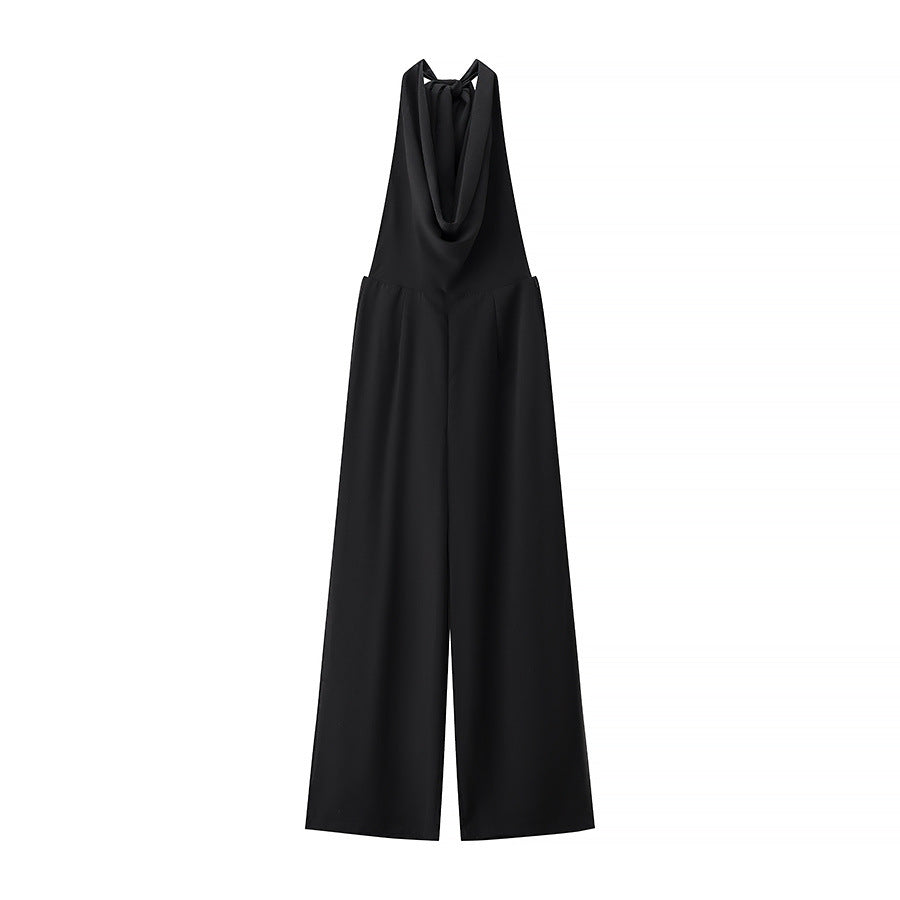 Dame elegant jumpsuit med asymmetrisk rygudskæring og bredt ben Stilla