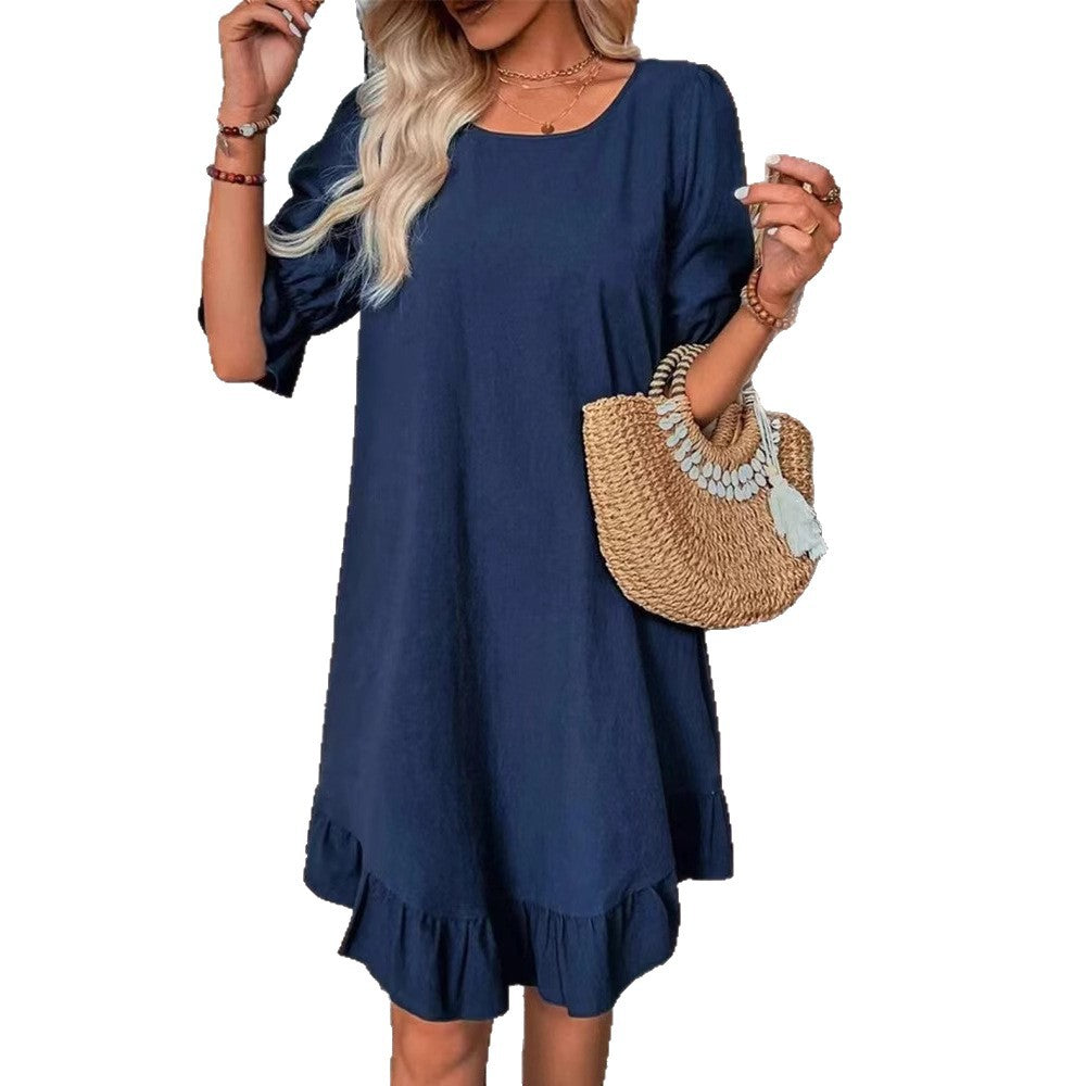 Dame afslappet sommerkjole med voluminøs flæsekant Stilla