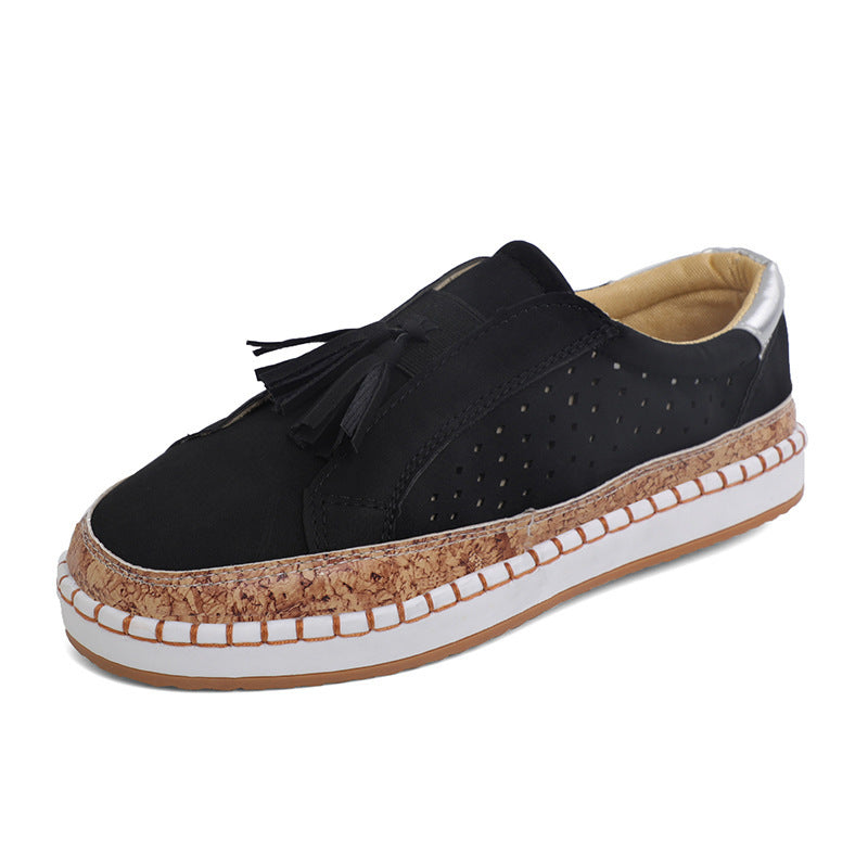 Dame Behagelige Slip-On Sneakers lavet af kvalitetslæder med korklignende bund Stilla