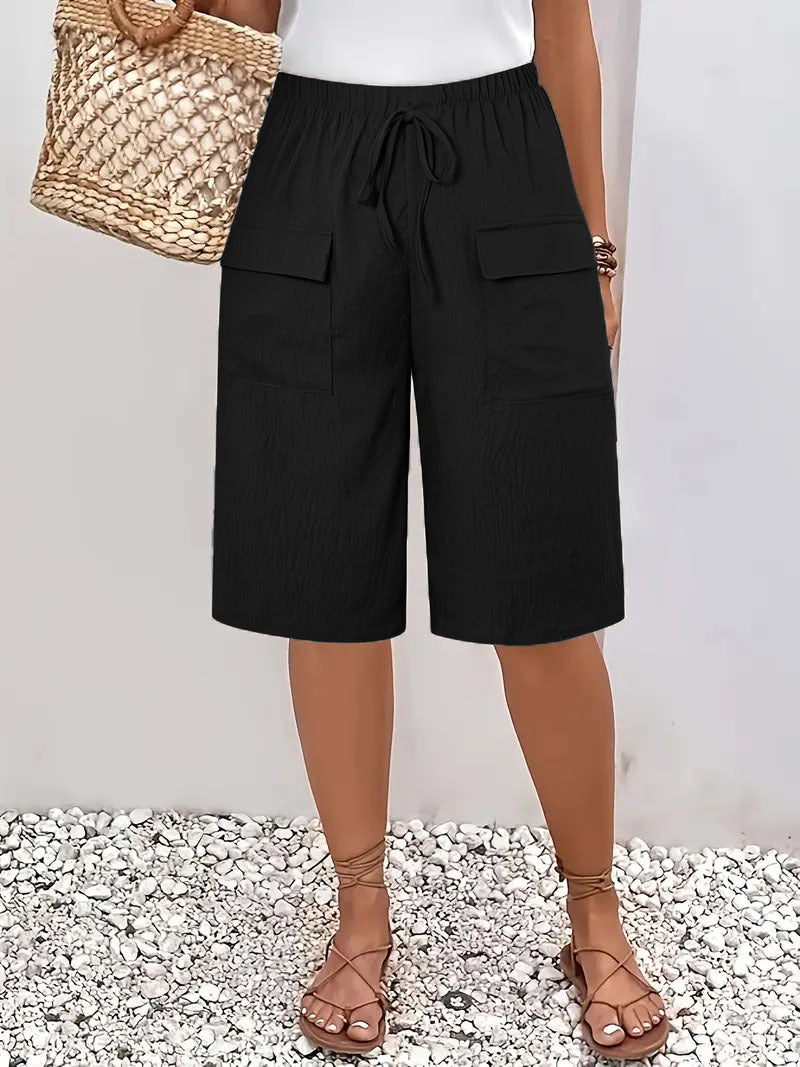 Dame afslappede cargo-shorts med elastisk talje og praktiske lommer Stilla