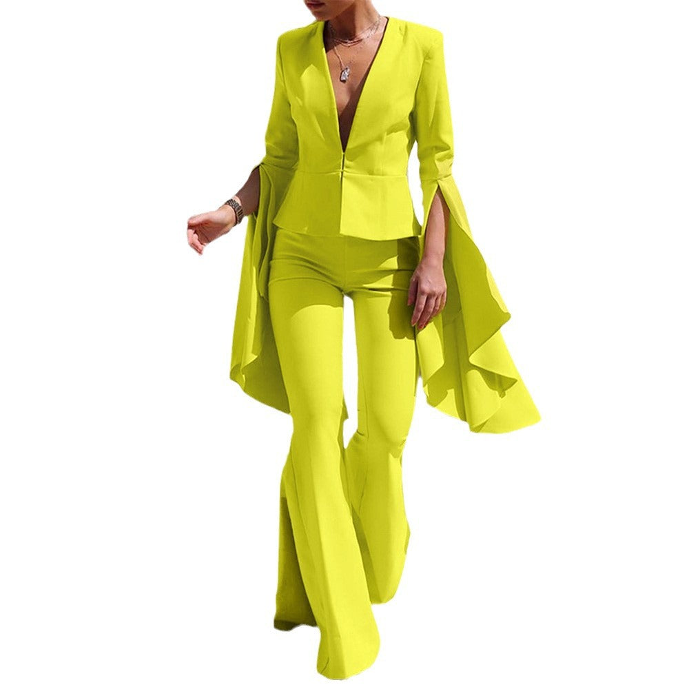 Dame Elegant Jumpsuit med åben front og ekstravagante ærmer Stilla