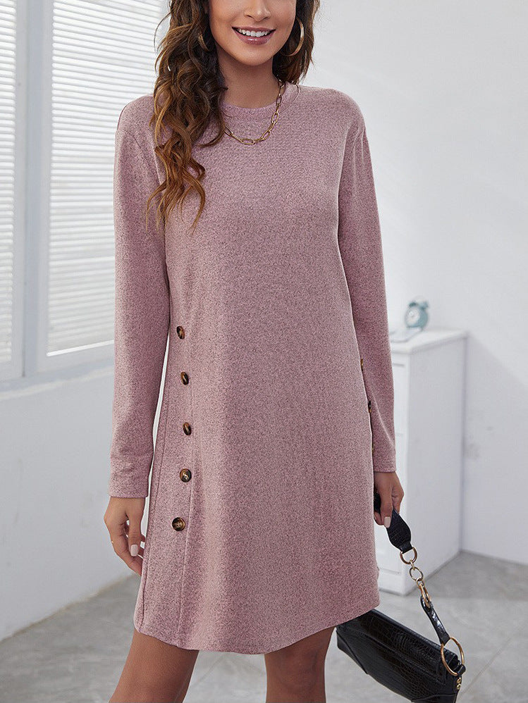 Dame sweatshirtkjole med elegant knaplukning og moderne snit Stilla