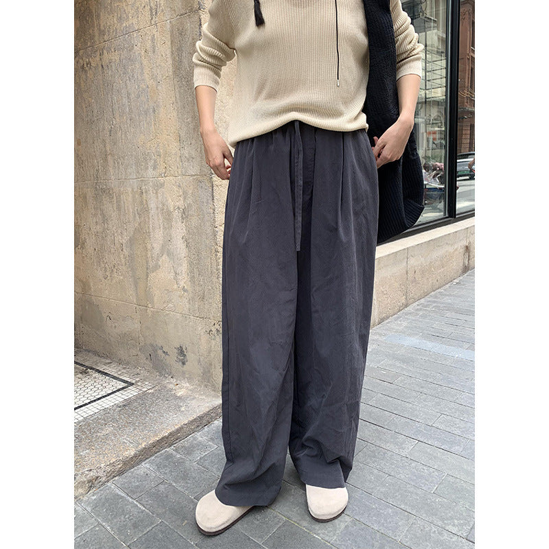 Dame bred stofbukser med elastisk talje og sidelomme snor Stilla