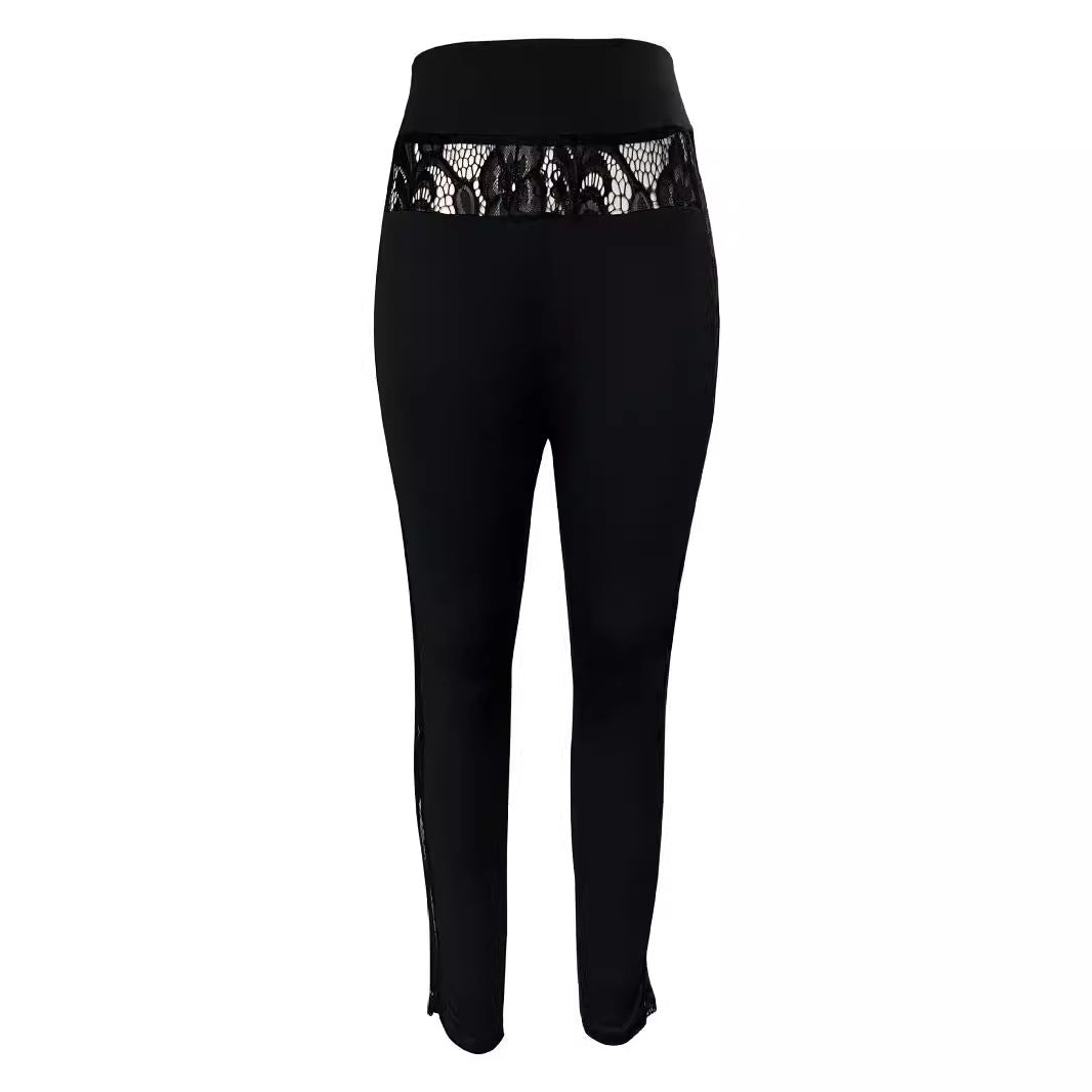 Dame Sport-Leggings med transparente spidsapplikationer Stilla