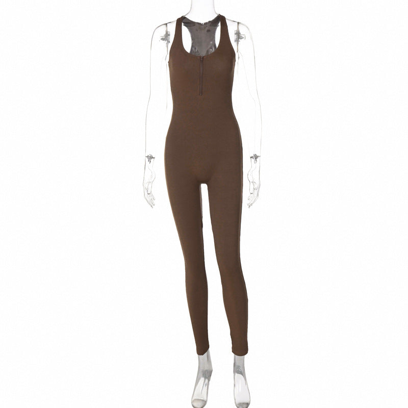 Dame Sporty Langærmet Jumpsuit med Lynlås Stilla