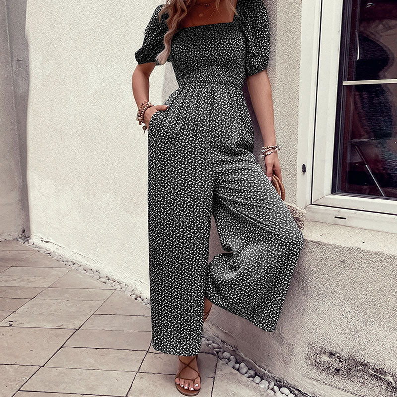 Dame Elegant Blomstret Print Jumpsuit Stilla