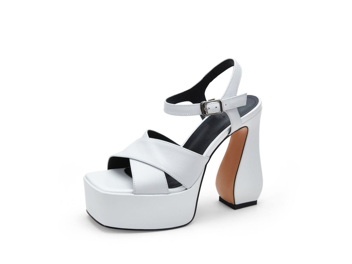 Femme Chunky Platform Højhælede Sandaler med Krydsguide-Design Stilla