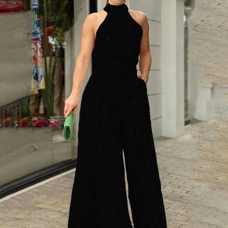 Stilla | Trykt Rund Hals Sexy Jumpsuit