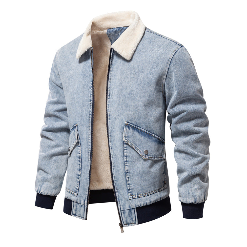 Herrer vinterjakke i denim-stil med hyggelig krave Stilla