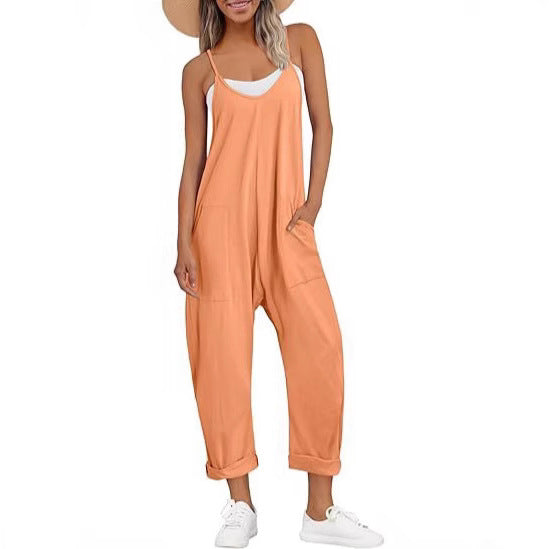 Dame afslappet jumpsuit med praktiske lommer og justerbare stropper Stilla