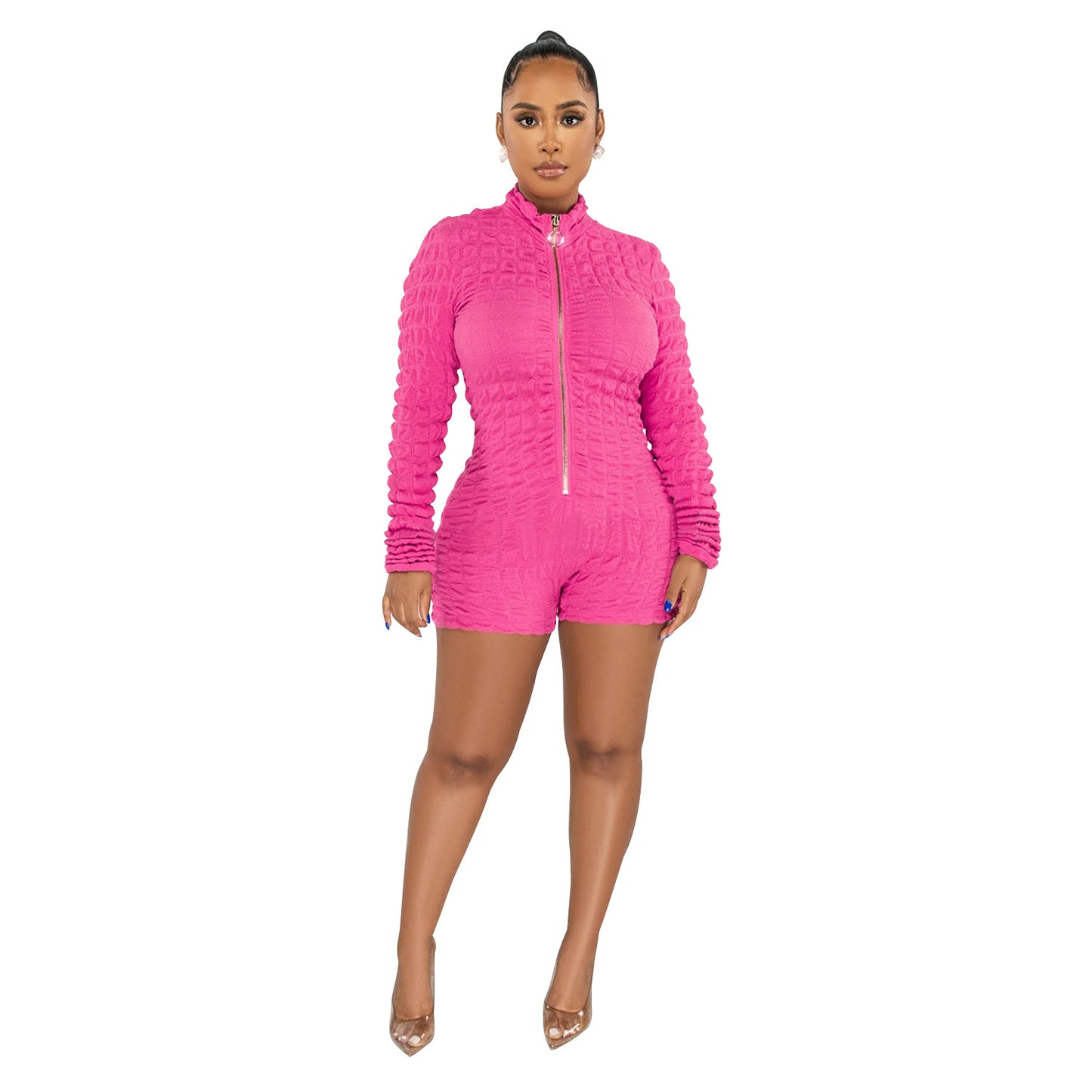 Dame Trendy Jumpsuit med lynlås og flæse detaljer Stilla