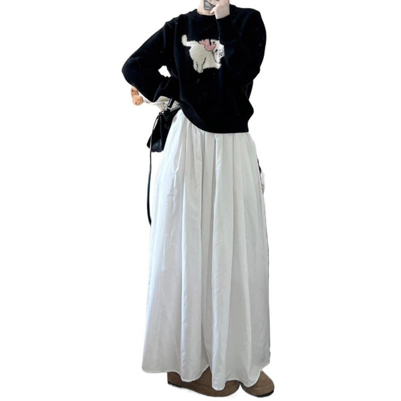 Dame A-linje Maxi-nederdele med plisseret design Stilla
