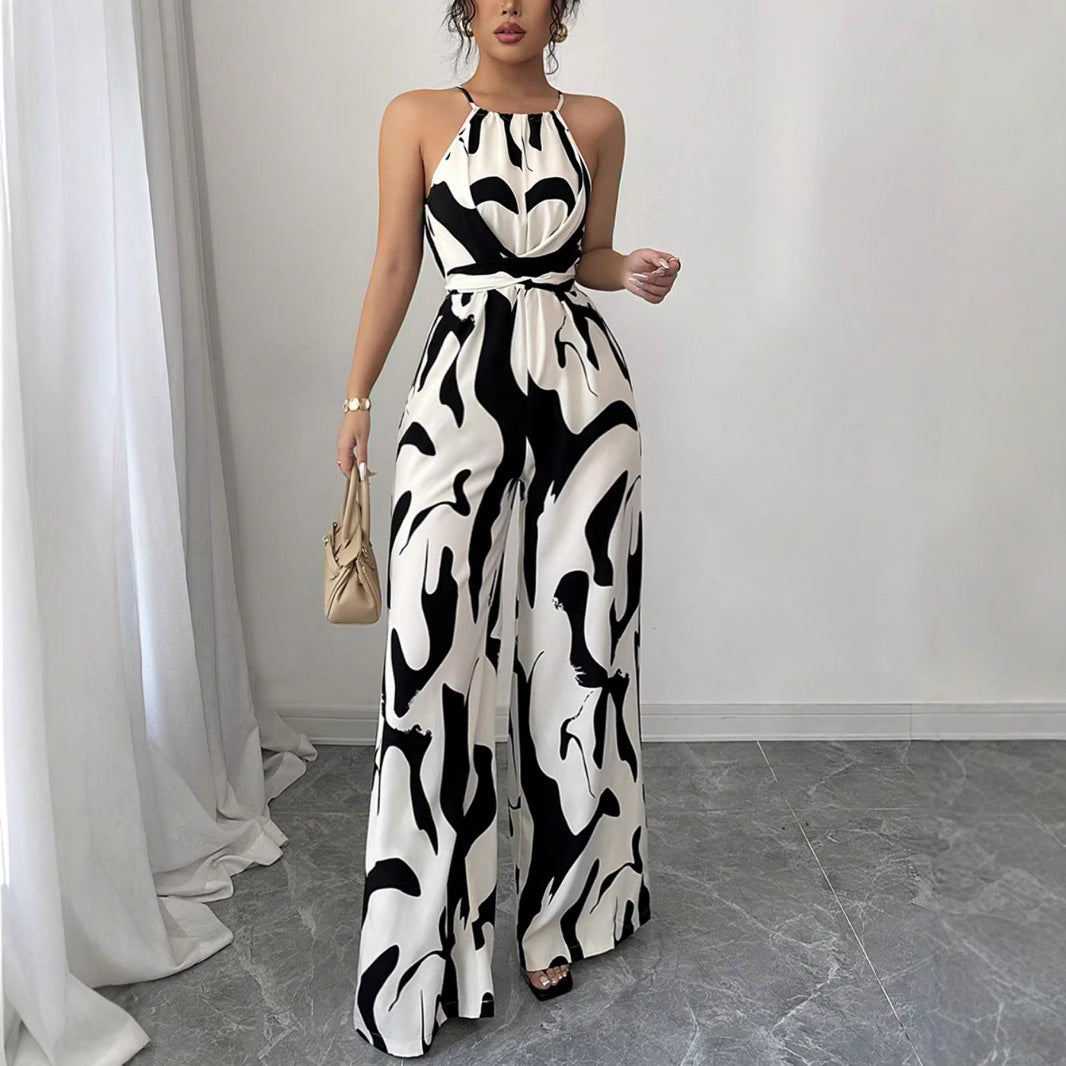 Dame jumpsuit med høj krave og elegant drapering Stilla