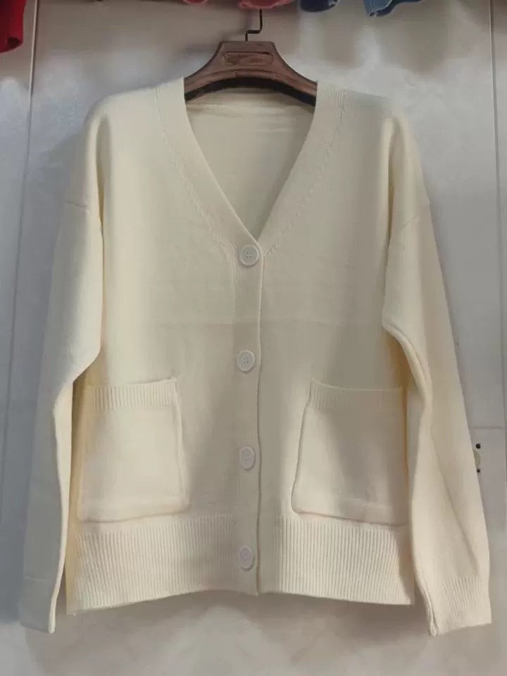 Femme Oversized Blød Strik Cardigan med Lommer Stilla