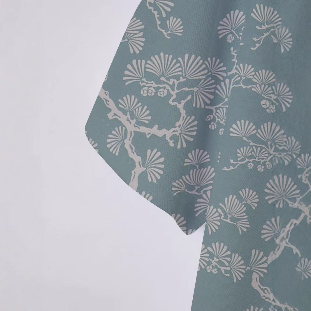 Herren polo skjorte med stilfuld botanisk print og moderne snit Stilla