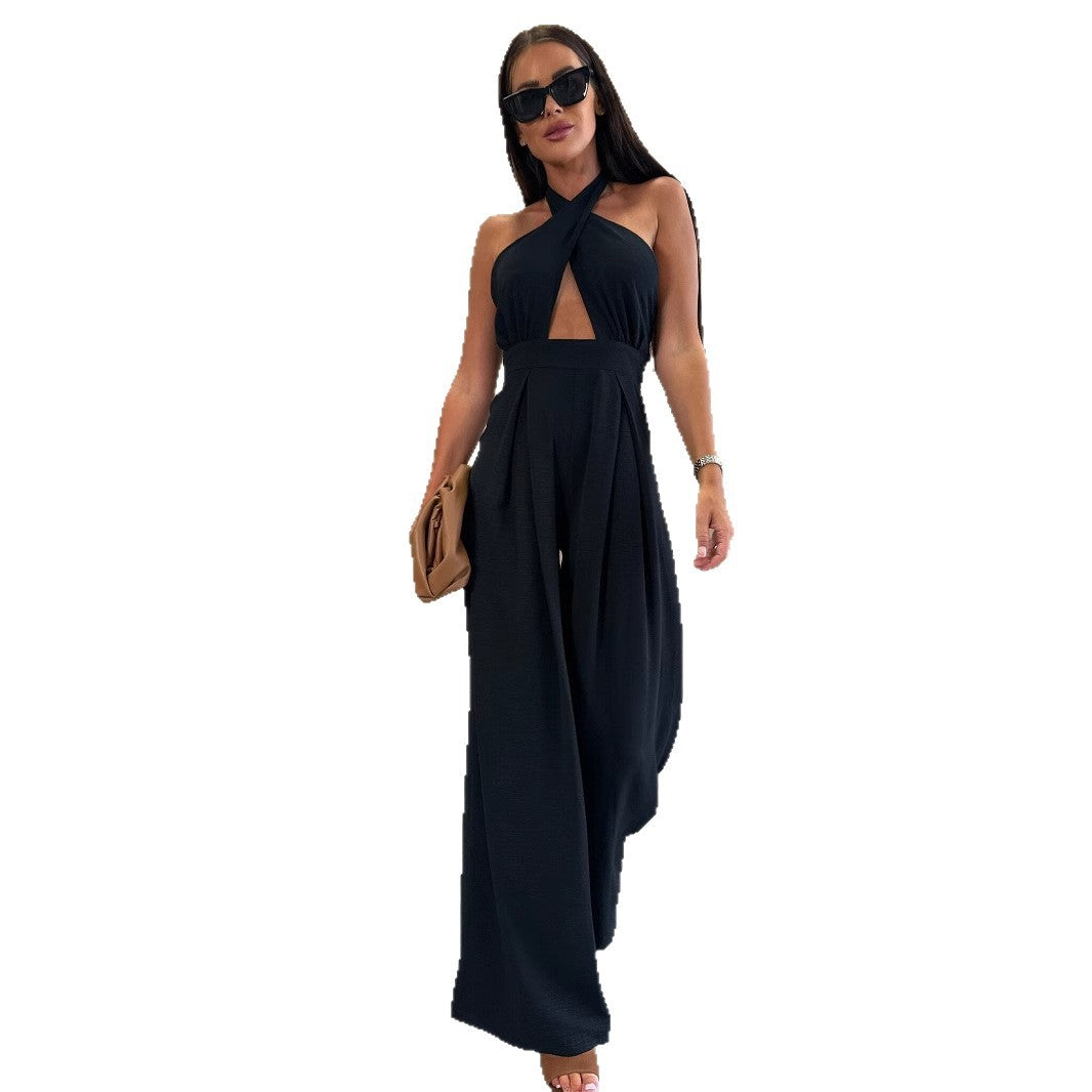 Dame jumpsuit med dyb V-udskæring og elegant snit Stilla