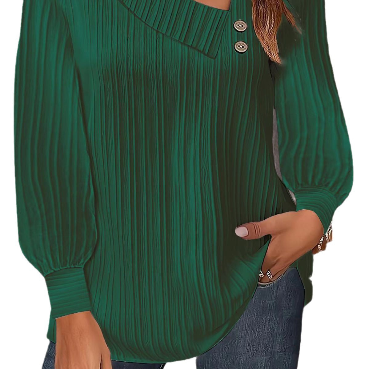 Dame afslappet bluse med asymmetrisk design og textureret stof Stilla