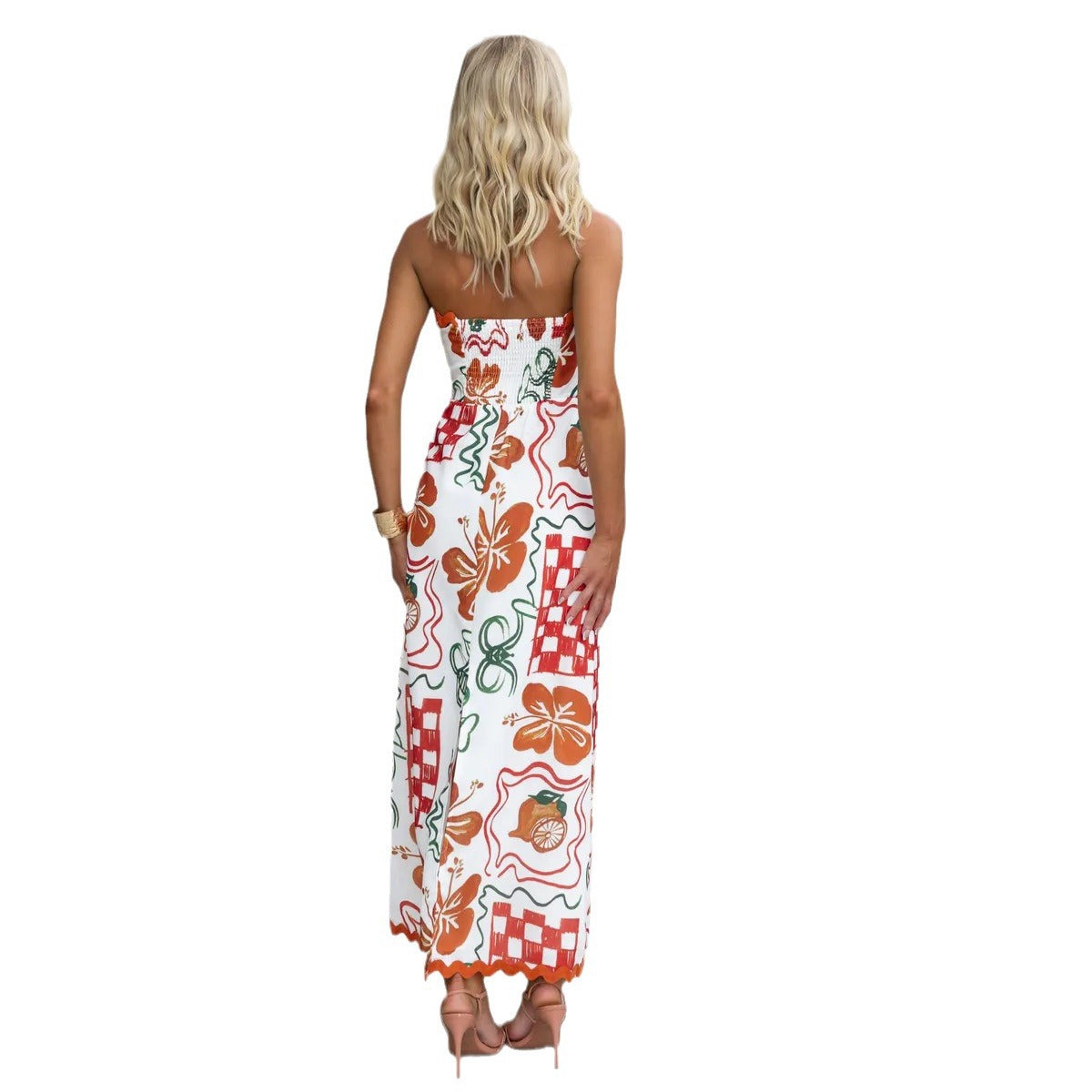 Dame Løs Jumpsuit med unikt blomstermønster og flæseoverdel Stiila