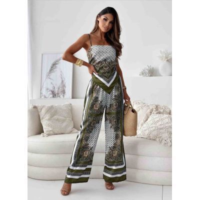 Dame bredt skåret mønstret jumpsuit Stilla