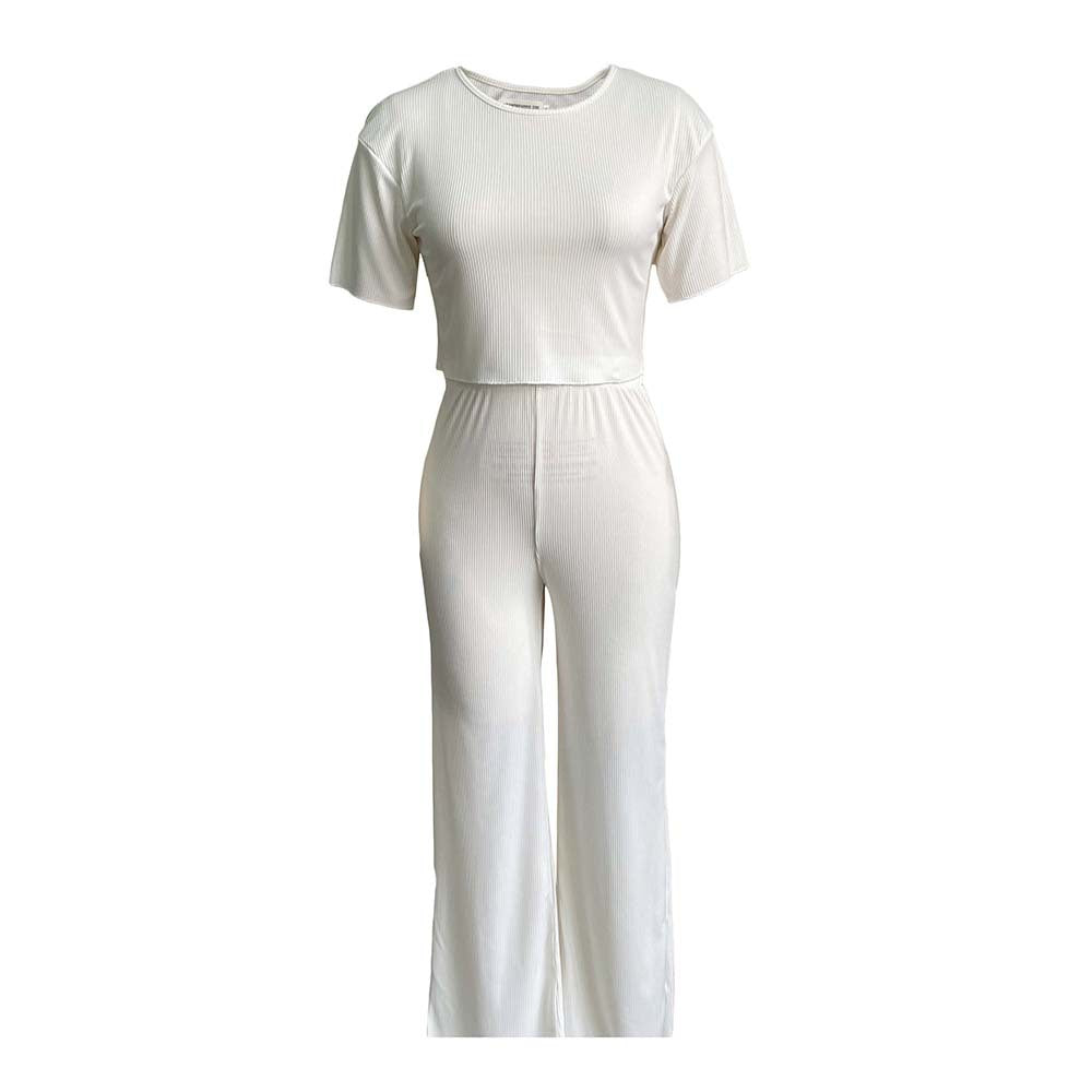 Dame jumpsuit med kort overdel og bred ben Stilla