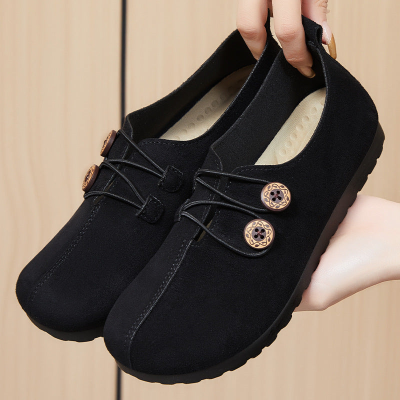 Femme Bekvemme Suede Slippers med Justerbar Lås Stilla