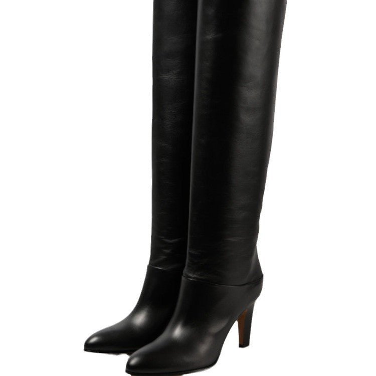 Femme Over-knæet High Heel Læderstøvler Stilla