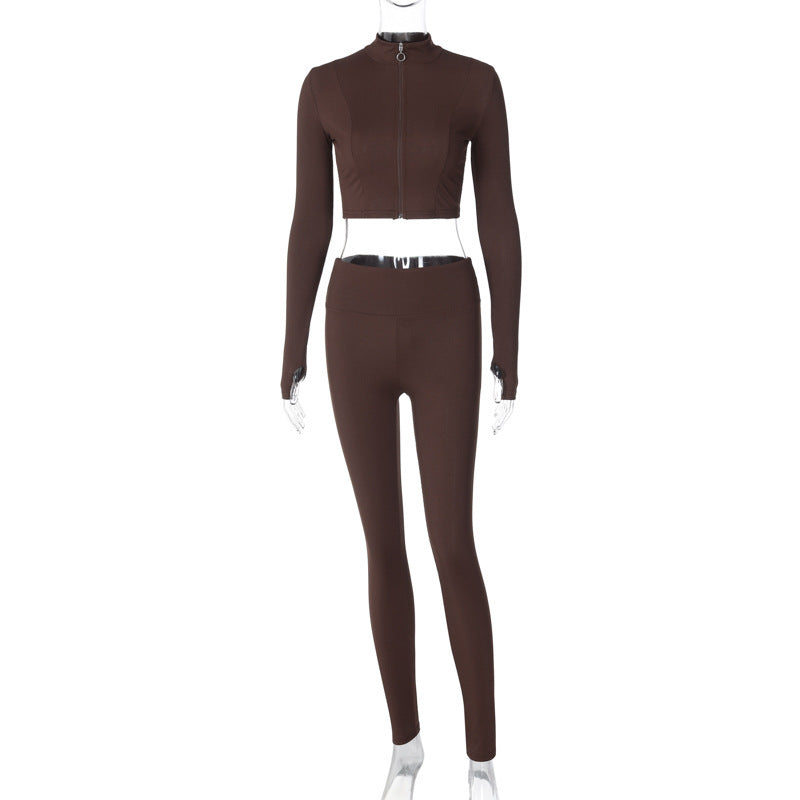 Dame Sporty Crop-Top og Leggings Sæt med innovativt design og høj krave Stilla