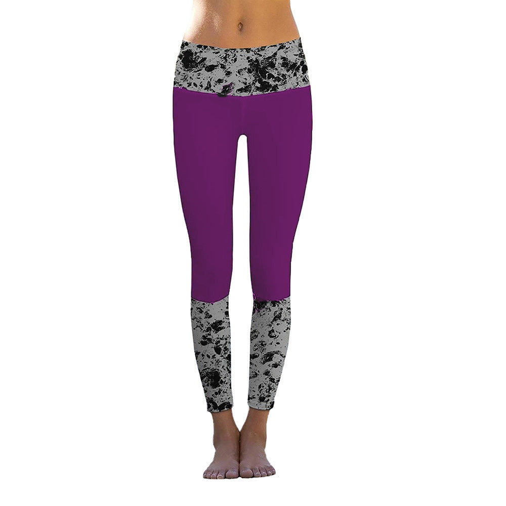 Dame Sporty Leggings med stilfuldt marmorprint og høj talje Stilla
