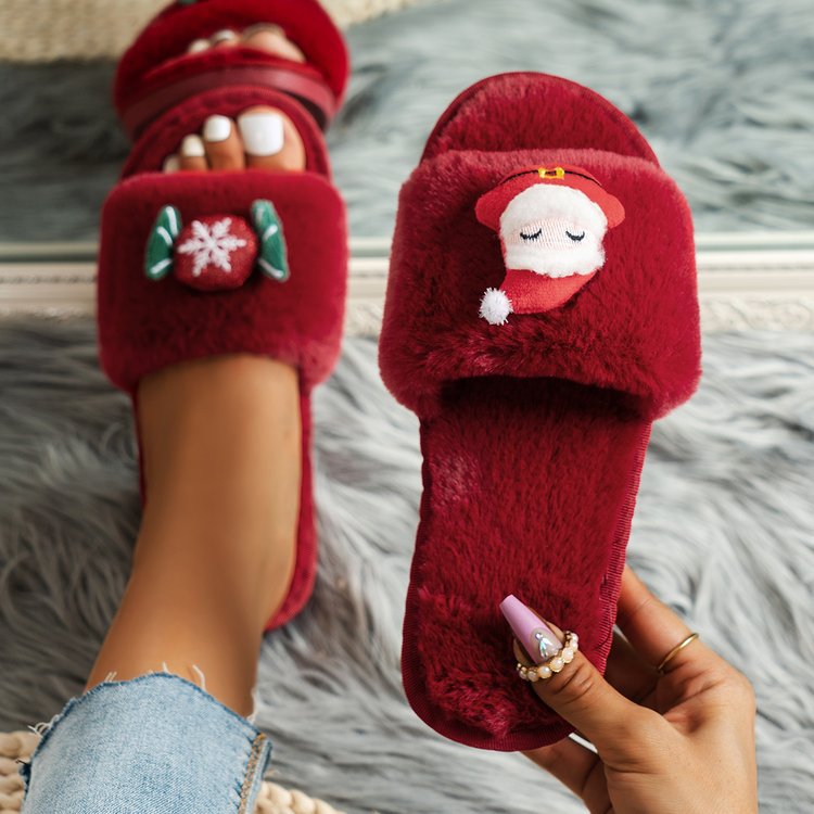 Dame plys hjemmesko med festligt Santa-design Stilla