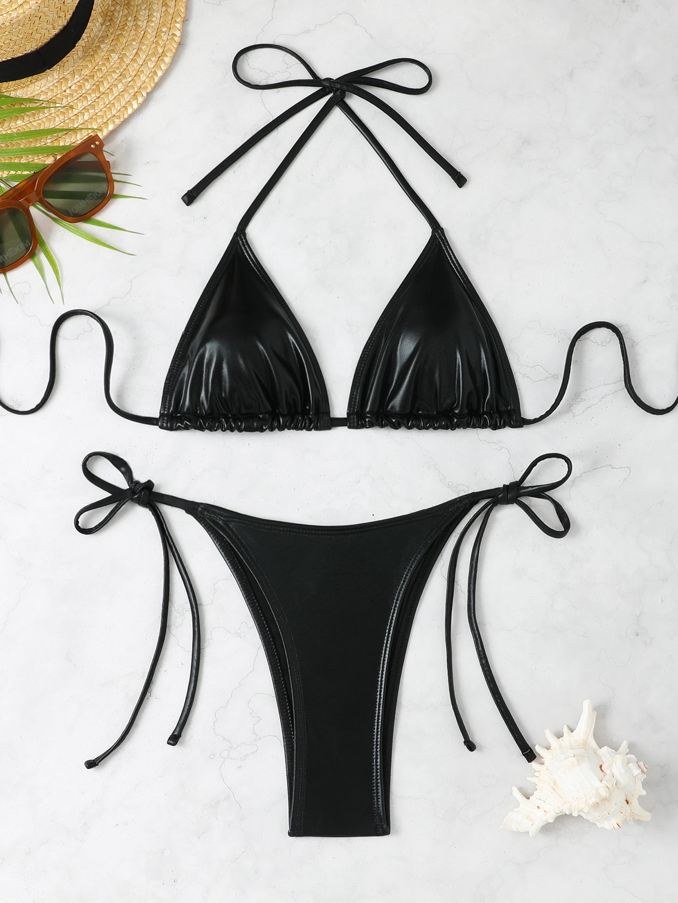 Dame glinsende triangle-bikini Stilla