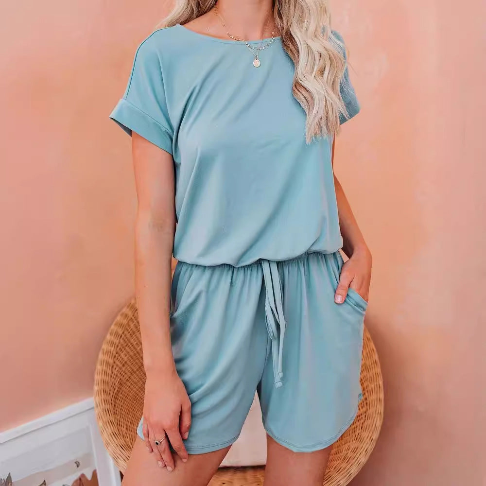 Dame Løs Jumpsuit med Gummibånd og praktiske Lommer Stilla