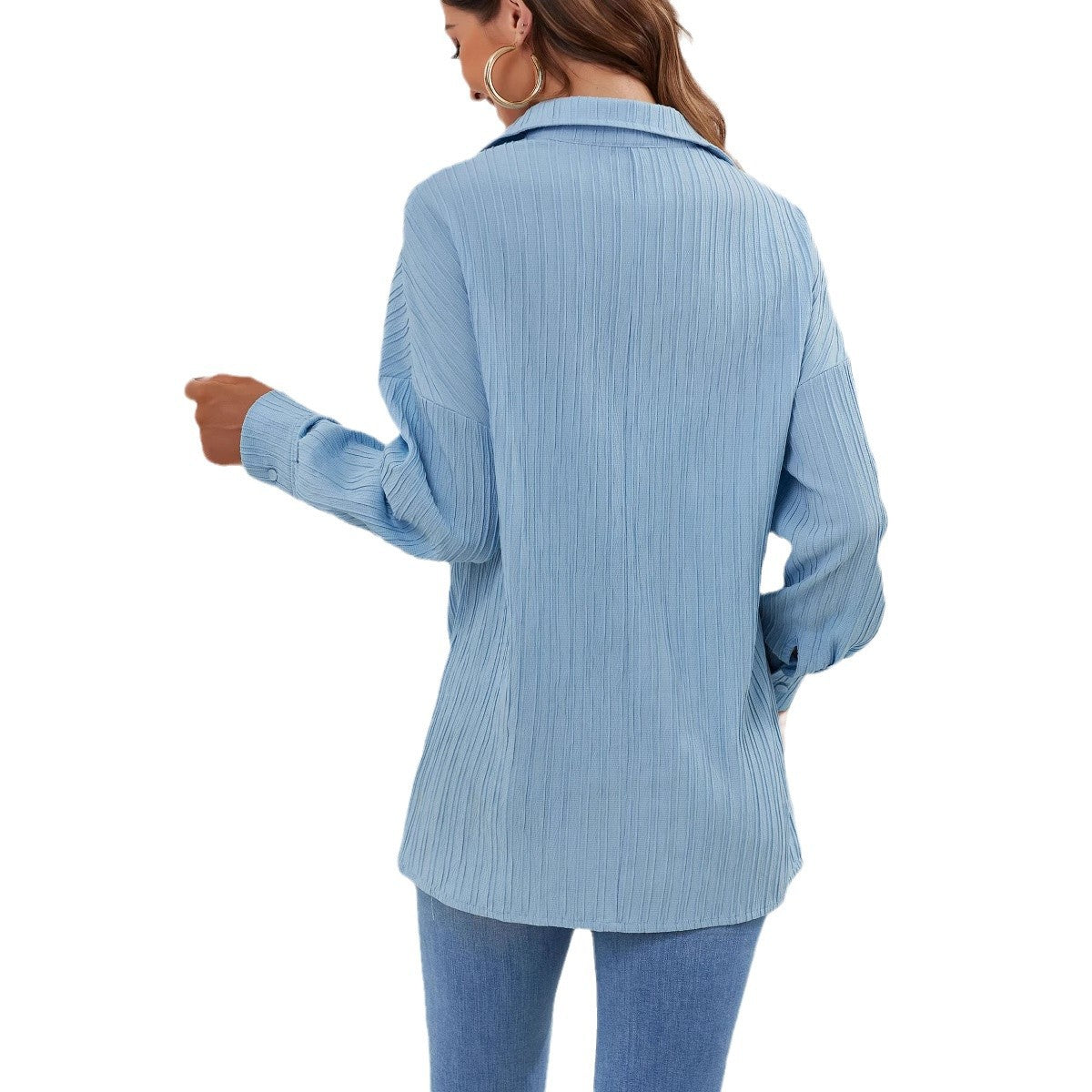 Dame afslappet bluse med fin ribstruktur og oversized snit Stilla