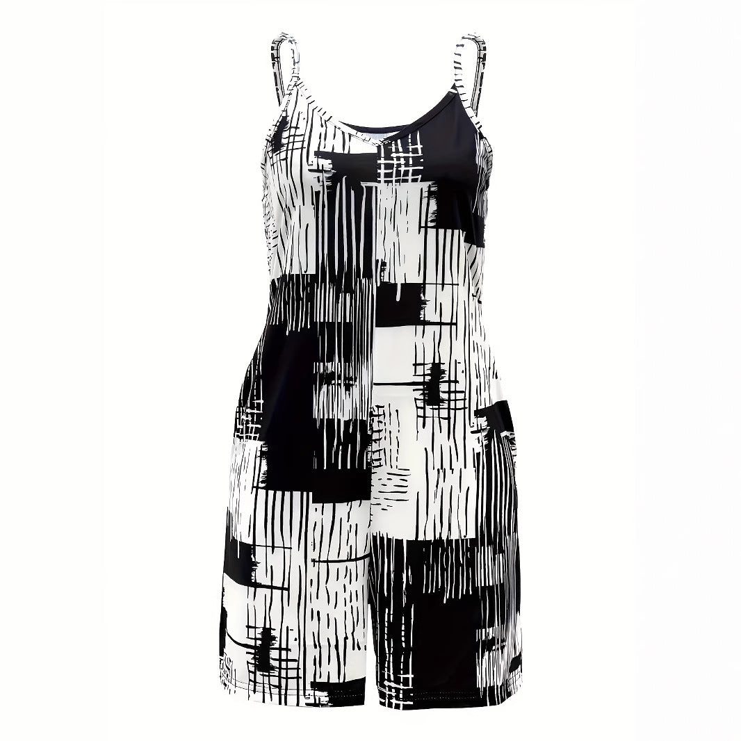 Dame moderigtig jumpsuit med grafisk design Stilla