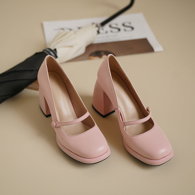 Femme Chunky Heel Mary Jane Pumps med dekorativ strop Stilla