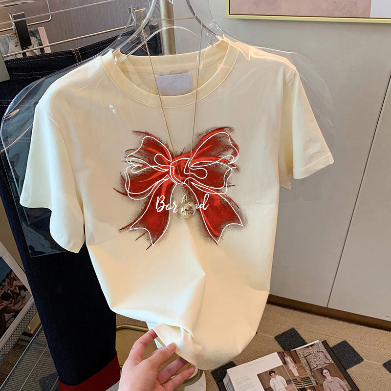 Dame T-shirt med legende sløjfemotiv Stilla
