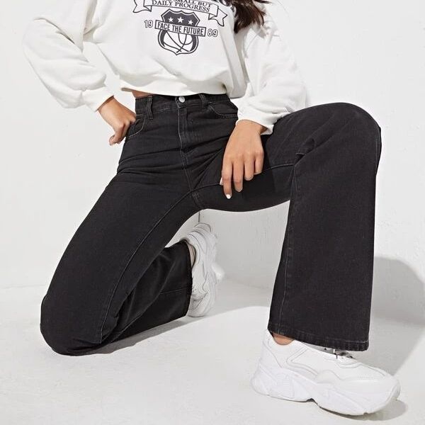 Damer bredt skåret vintage jeans med høj talje og elegant vask Stilla