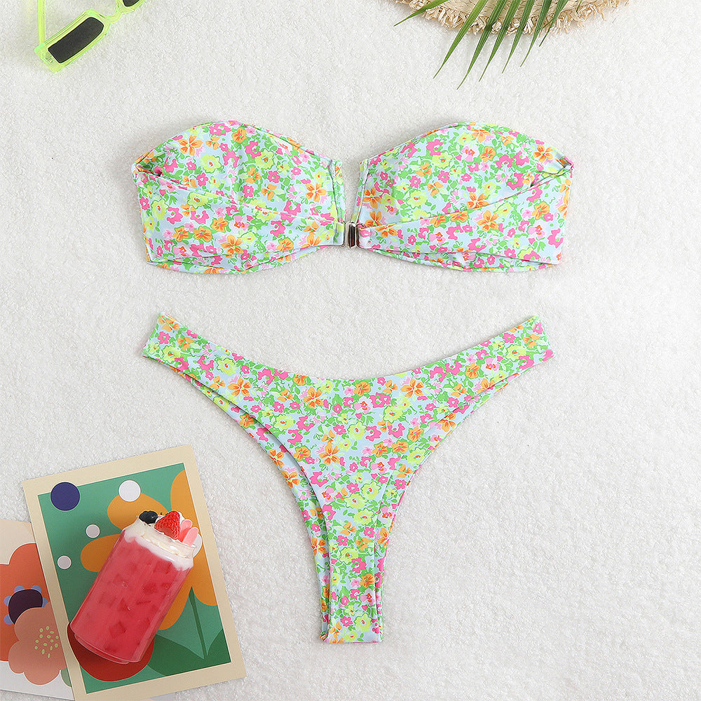 Dame Bandeau Bikini med smukt blomsterprint Stilla