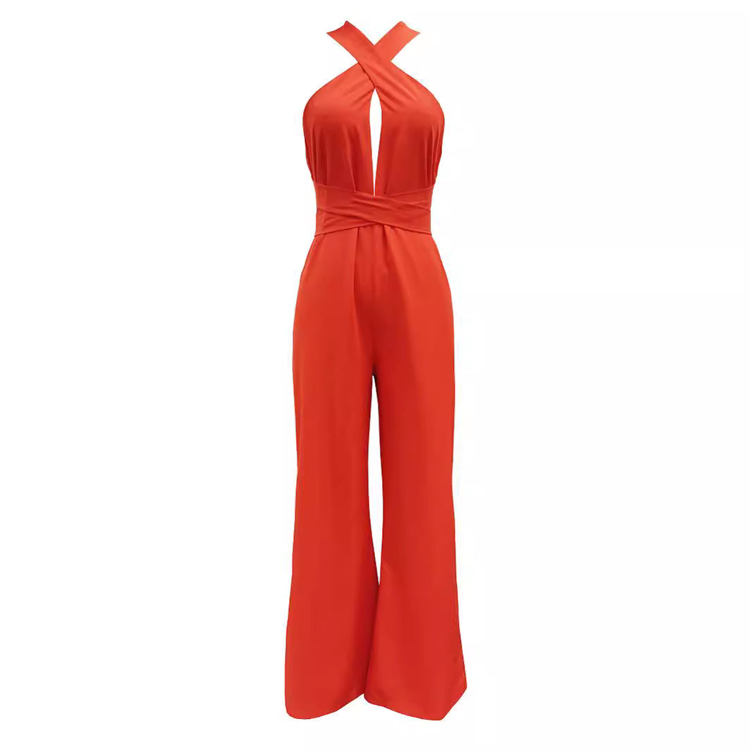 Dame jumpsuit med sexy cut-outs og elegant indpakningsdesign Stilla