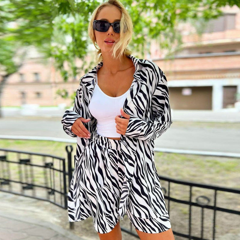 Damer Legesyg og elegant kort jumpsuit-sæt med dyreprint Stilla
